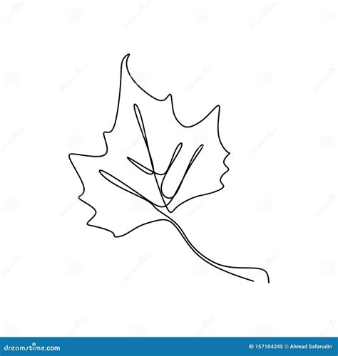 Maple Leaf Continuous One Line Drawing Minimalism Design Stock Vector