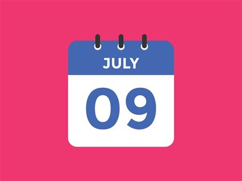 july 9 calendar reminder. 9th july daily calendar icon template. Calendar 9th july icon Design ...