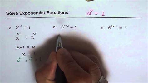 06 Solve Exponential Equations Equal To One Youtube