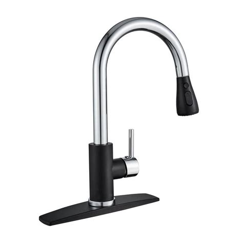 Androme Single Handle Pull Down Sprayer Kitchen Sink Faucet With Deckplate 3 Spray Mode High Arc