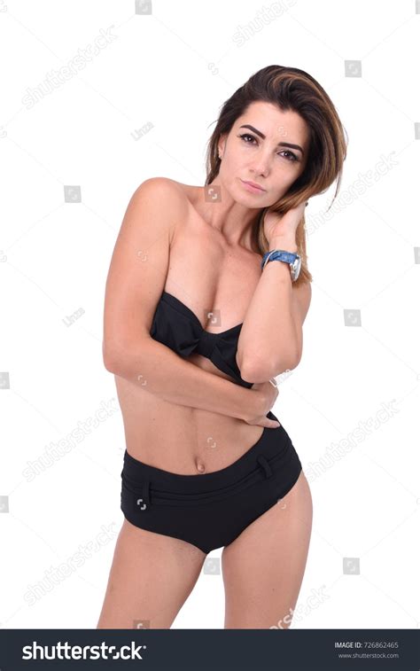Nude Brunette Girl Dressed Black Lingerie Stock Photo Shutterstock