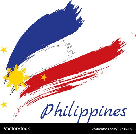 Grunge Brush Stroke With Philippines National Vector Image