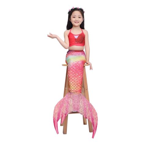 Muxiin Mermaid Swimsuit With Tail For Girls Mermaid Tail Sling Bikini Fish Scale Pieces