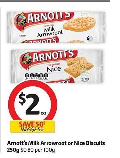 Arnott S Milk Arrowroot Or Nice Biscuits 250g Offer At Coles