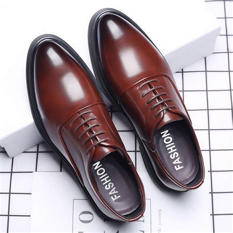 Fashion Casual Leather Shoes British Pointed Toe Business Formal Mens