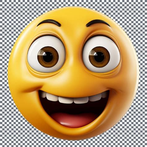 Ícone de emoji sorridente botão brilhante fundo transparente PSD Premium