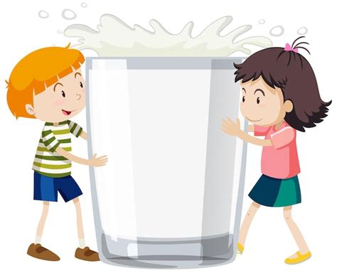 Un Vaso De Leche Con Personaje De Dibujos Animados Vector Gratis