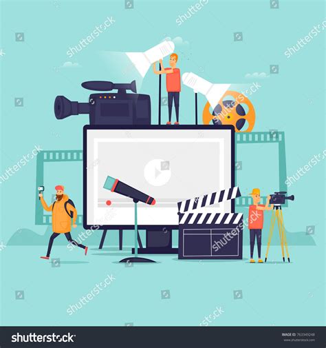 Videography Shooting Film Studio Flat Design Stock Vector (Royalty Free ...