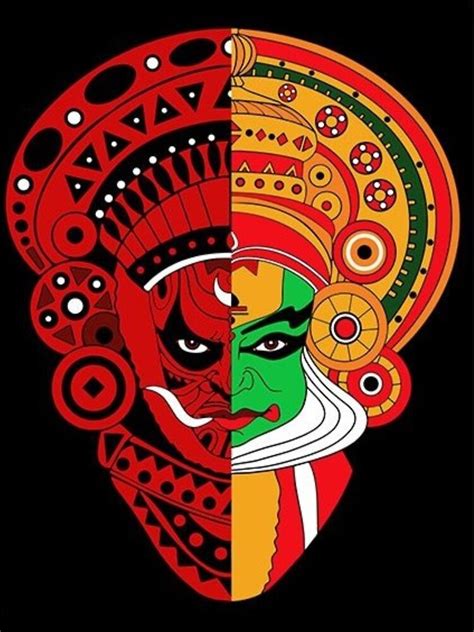 Theyyam Kathakali Fusion Prints T Shirt For Sale By Ajinn Redbubble