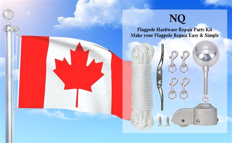 Nq Flagpole Hardware Repair Parts Kit Ft Halyard Rope Silver Ball