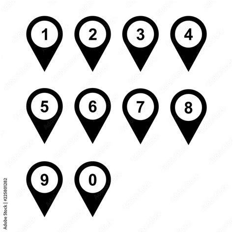 Numbers Pin Map Pointer Outline Isolated Vector Stock Vector Adobe