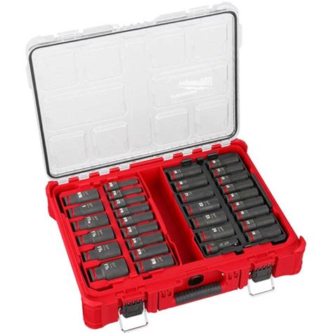 Milwaukee 1/2" Drive 31 Piece Metric/SAE Deep PACKOUT Impact Socket Set ...