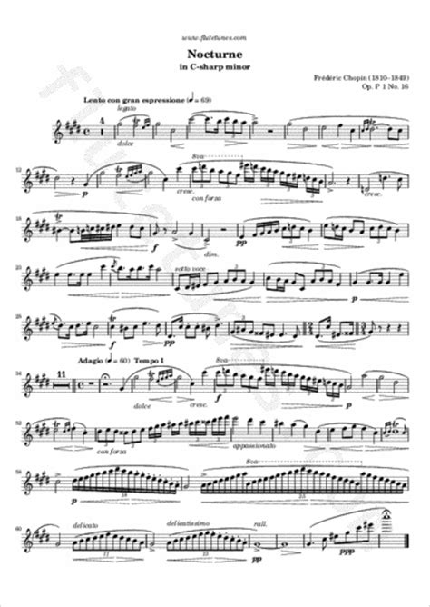 Nocturne No 20 In C Sharp Minor F Chopin Free Flute Sheet Music