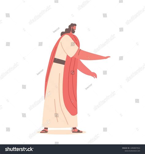 Jesus Christ Character Stands Stretched Arm Stock Vector (Royalty Free