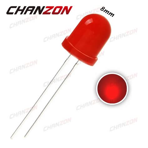 Pcs Mm Led Diode Red Diffused Round Dip Ma V Light Emitting Diode