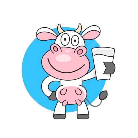 Cow With A Glass Of Milk Vector Livestock Drawing Illustration Vector Livestock Drawing