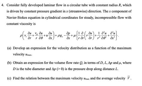 Solved Consider Fully Developed Laminar Flow In A Circular Chegg