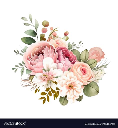 Watercolor floral bouquet design isolated Vector Image