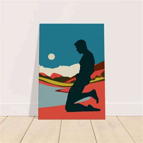 Sexy Modern Wall Art Male Canvas LGBTQ Print Minimal Illustration Nude Gay Gift Fine Art