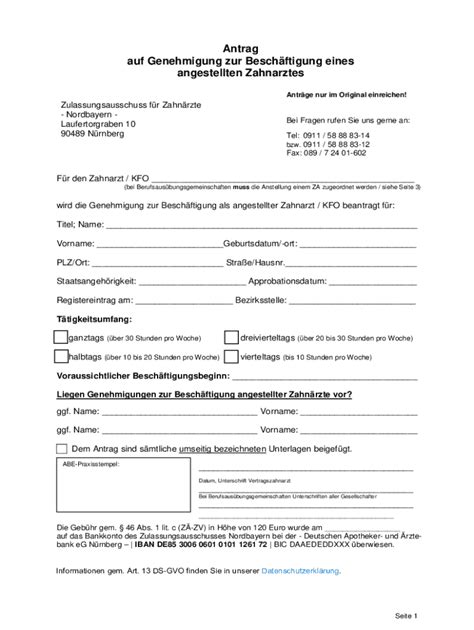 Ausf Llbar Online Antrag Auf Genehmigung Zur Beschftigung Eines Fax