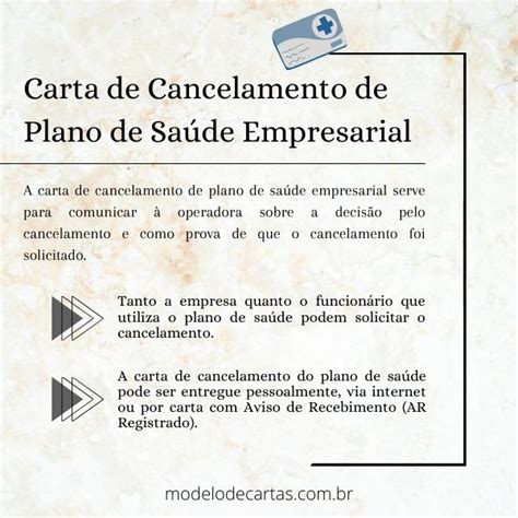 Carta de Cancelamento de Plano de Saúde Empresarial Modelos de Carta