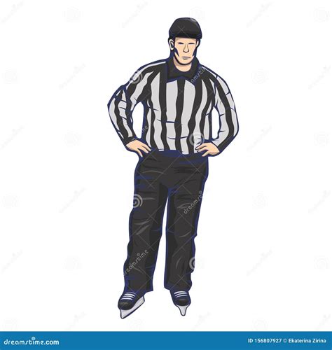 Hockey Referee Isolated On A White Background Vector Graphics Stock