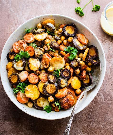 Turmeric Roasted Chickpea Rainbow Carrot Salad Vegan Gluten Free