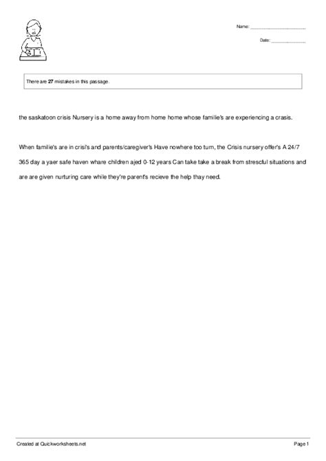 [untitled worksheet] - Error Correction Worksheet - Quickworksheets