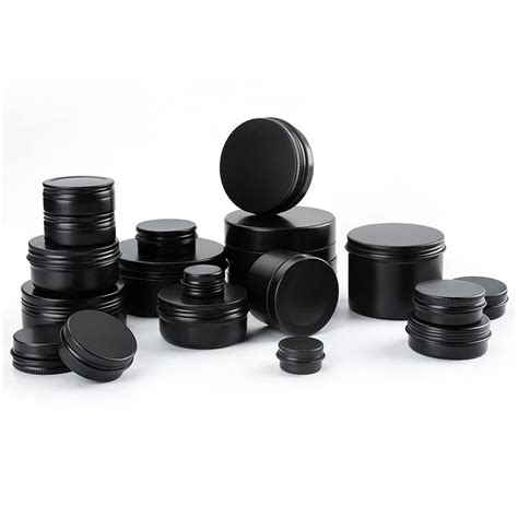 10 50 100pcs Lot Black Empty Round Aluminum Box Metal Tin Cans Cosmetic