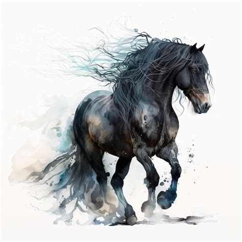 Premium Photo | Watercolor horse animal friesian