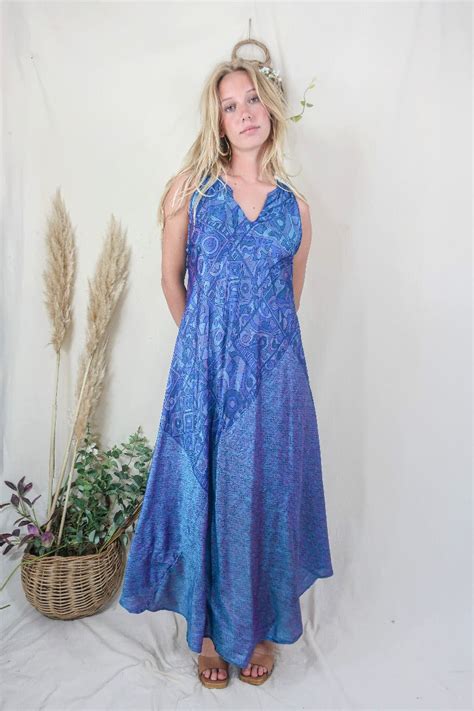 Silk Maxi Dress Iridescent Tiled Atlantis L All About Audrey