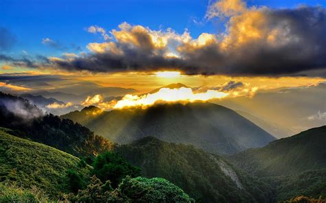 1680x1050 Mountain Fog Clouds Sun Rays Sun Rays Morning Hd