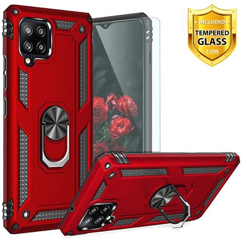 TJS For Samsung Galaxy A42 5G Phone Case With Tempered Glass Screen