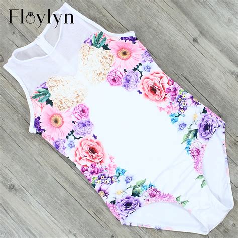 Floylyn 2018 Swimwear Women Sexy Floral Printed One Piece Swimsuit