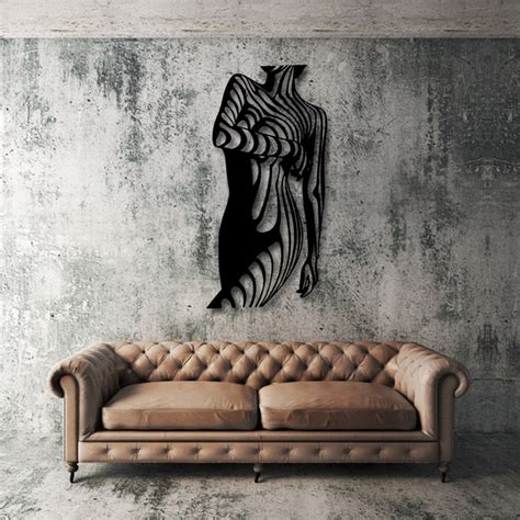 Naked Woman Silhouette Line Art Modern Single Male Home Etsy