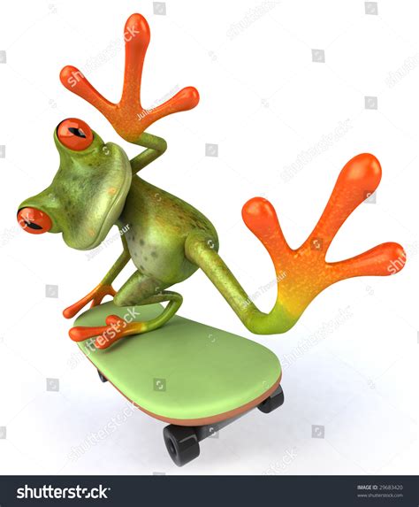 Fun Frog On A Skateboard Stock Photo 29683420 Shutterstock