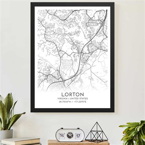 Lorton Virginia Map Poster Modern Home Decor Wall Art Print Custom