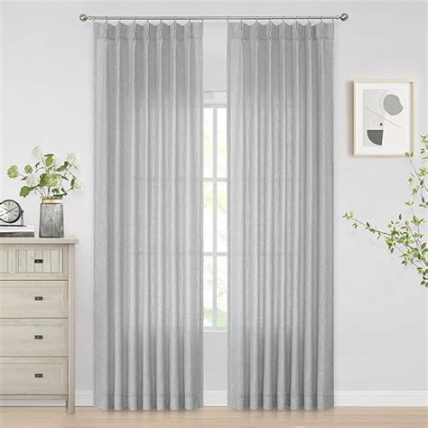 Amazon Vision Home Gray Pinch Pleated Semi Sheer Curtains Textured