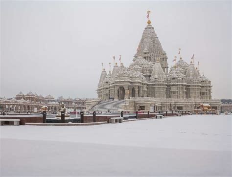 Snow-Covered Images Of BAPS Swaminarayan Temple In New Jersey Surface ...