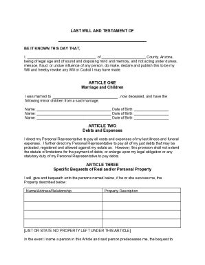 Fillable Online Fill And Sign The Written Revocation Of Will Arizona