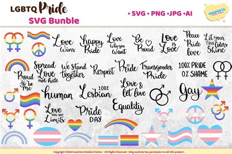 Lgbtq Pride Rainbow Svg Bundle Gay Pride Stickers By Mascuteestudio Thehungryjpeg