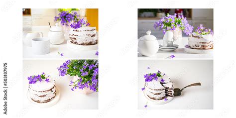 Naked cake tort urodzinowy aranżacja stołu Stock Photo Adobe Stock