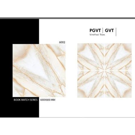 Glossy Book Match PGVT Vitrified Floor Tiles 2x2 Feet 60x60 Cm Size