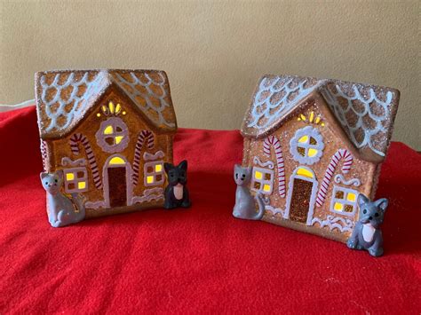 Ceramic Gingerbread House Light Up Gingerbread Etsy