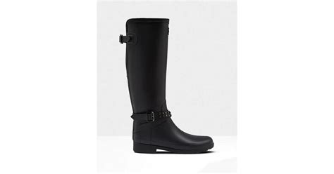 Hunter Women S Original Studded Refined Tall Rain Boots Black Lyst