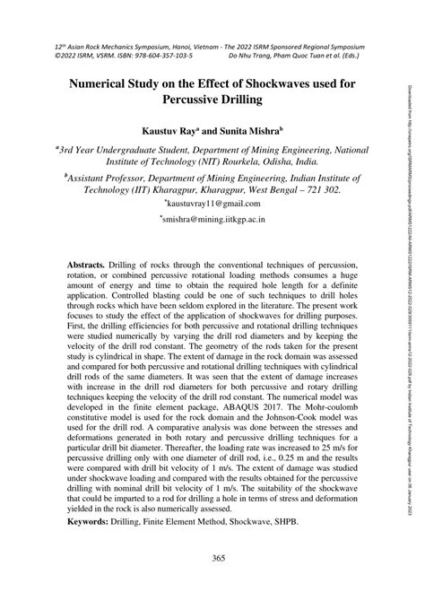 PDF Numerical Study On The Effect Of Shockwaves Used For Percussive