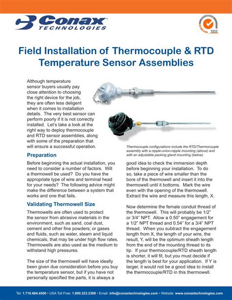 PDF Field Installation Of Thermocouple RTD Temperature Field