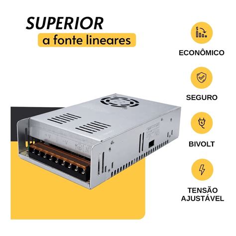 Fonte Colméia 12v 5a 60w Bivolt P Câmera Cftv Fita Led Escorrega o Preço