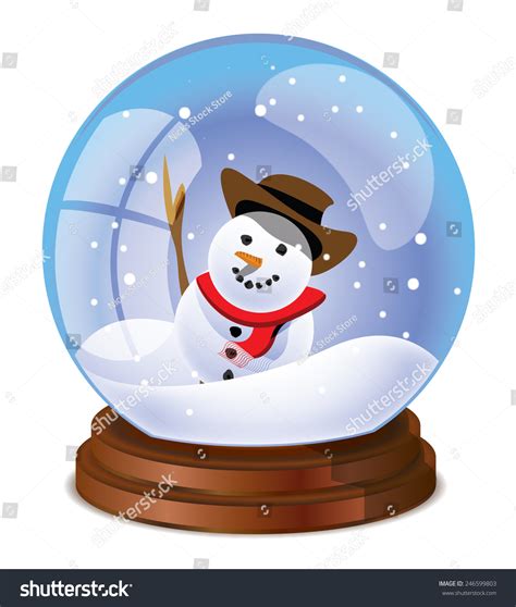 Cute Cartoon Christmas Snowglobe White Snowman Stock Illustration 246599803 - Shutterstock