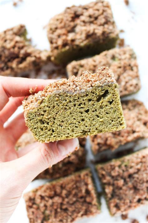 Gluten Free Matcha Cake With Streusel Topping Fresh Water Peaches